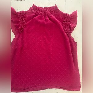 CeCe' Fuchsia Ruffle Sleeve Blouse